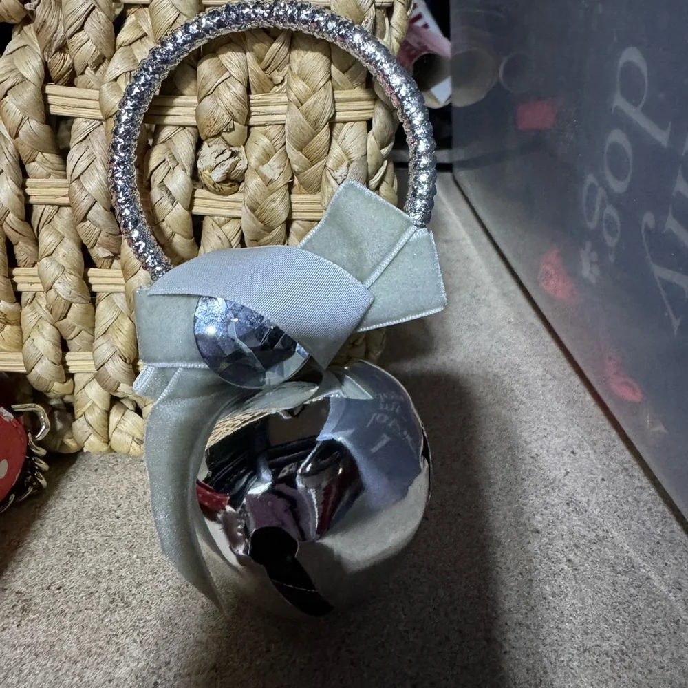 Silver Holiday Bell with Bow
